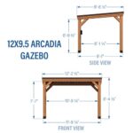 Backyard Discovery Arcadia 12ft x 9.5ft Cedar Gazebo Slope Roof with PowerPort - Image 3