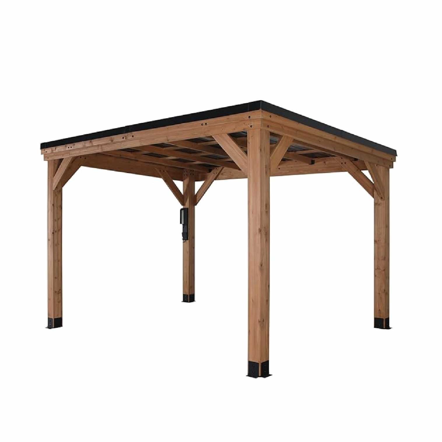 Backyard Discovery Arcadia 12ft x 9.5ft Cedar Gazebo Slope Roof with PowerPort 1 Backyard Discovery Arcadia 12ft x 9.5ft Cedar Gazebo Slope Roof with PowerPort - Image 1